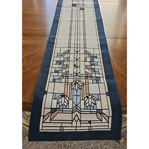 Rennie & Rose Arts & Crafts Floral Window Tapestry Table Runner & Placemats Set - Picture 3 of 16